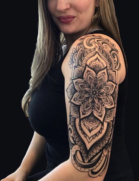 feminine mandala sleeve tattoo|female mandala tattoos.